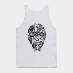 Animals and Flowers Wildlife Skull Tank Top